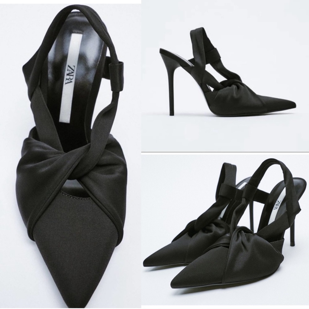 Zara Black Pointed Toe Interwoven Fabric
Pump Heels pointed Toe pumps